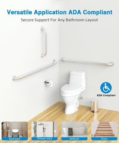 Grab Bar Bundle for ADA Compliance, Brushed Stainless Steel 1.5" Diameter 3-Piece Set (18", 36", 42") for Commercial Restrooms & Shower Safety Bars for Seniors