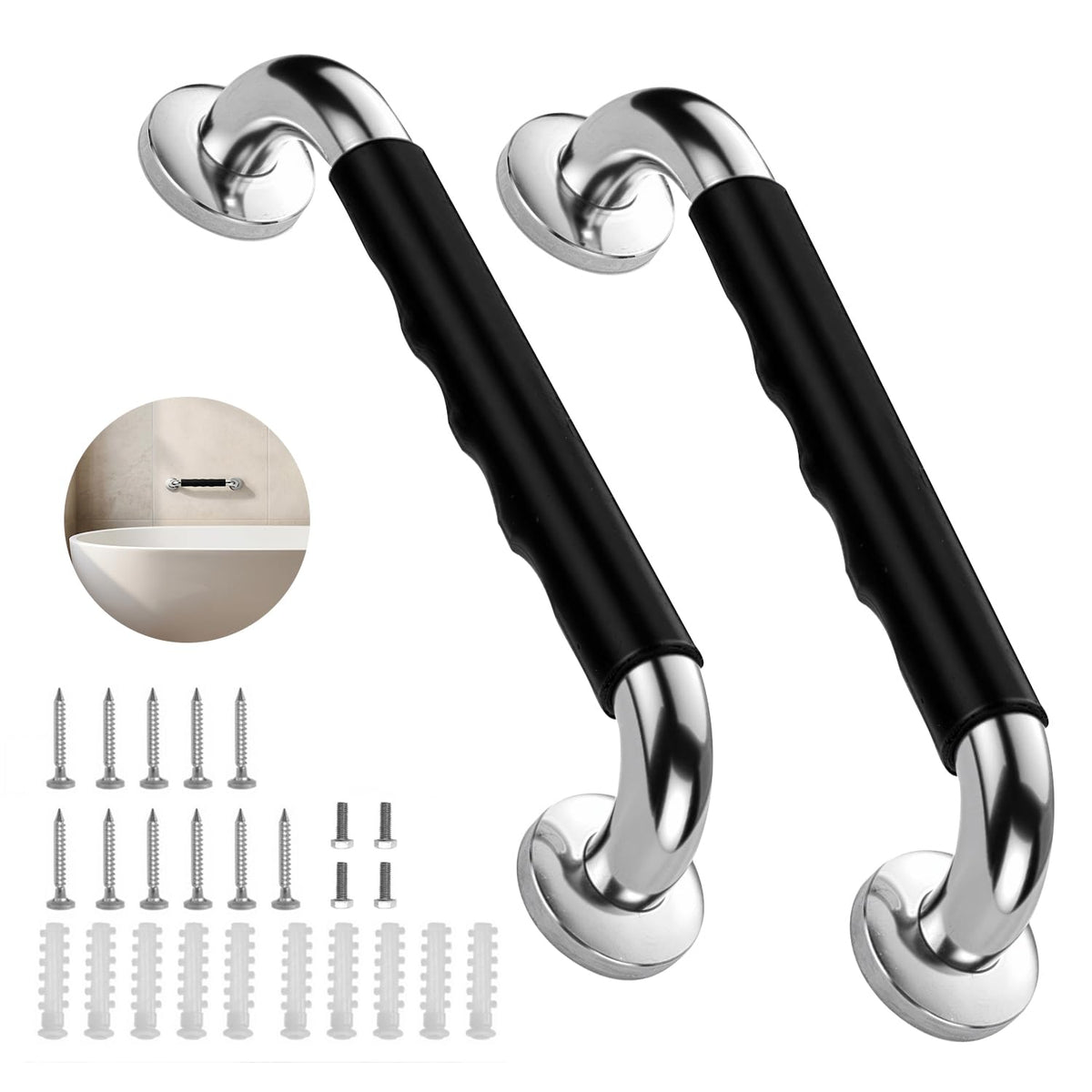Gotega 18 Inch Shower Grab Bars for Seniors, Anti Slip Handicap Grab Bars