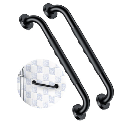 ZUEXT 2 Pack 16 Inch Chrome Anti Slip Shower Grab Bar with Knurled Grip