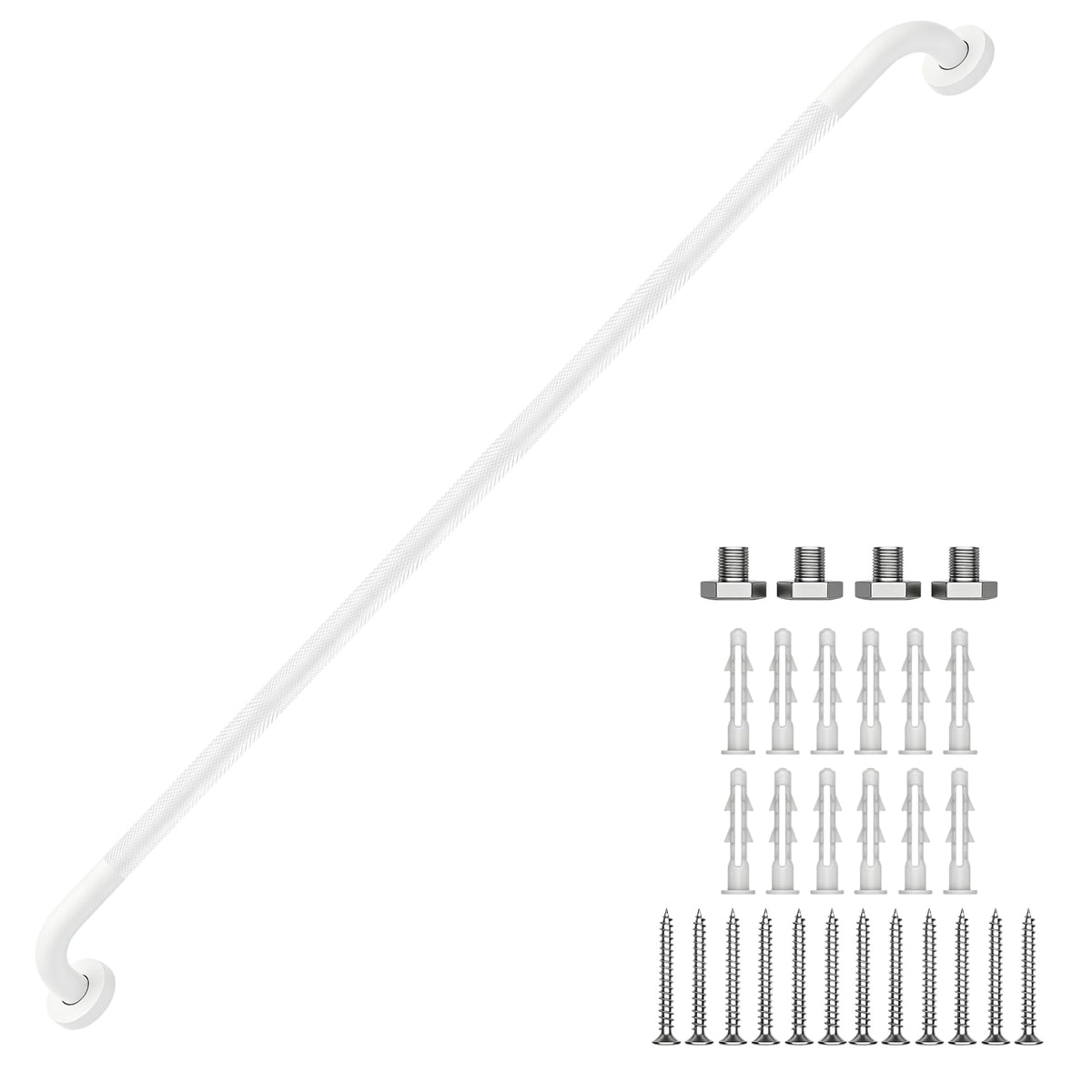 16 Inch Grab Bars 1.25" Dia,2 Pack Brushed Nickel 304 Stainless Steel Bathroom Grab Bar,Anti Slip Knurled Safety Bar,Wall Mount Handicap Grab Bars,Support Handrail for Seniors Elderly Injury