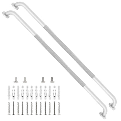 2 Pack 24 Inch Polished Chrome Anti Slip Knurled Shower Grab Bar