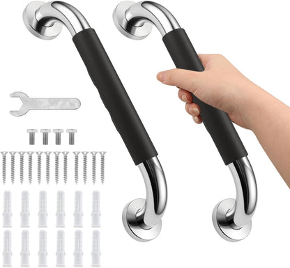 2 Pack Grab Bar Rail Anti-Slip Bathroom Shower Grab Bars for Seniors Elderly Wall 16Inch Stainless Steel Safety Handicap Handle Bath Bathtub Toilet Rail