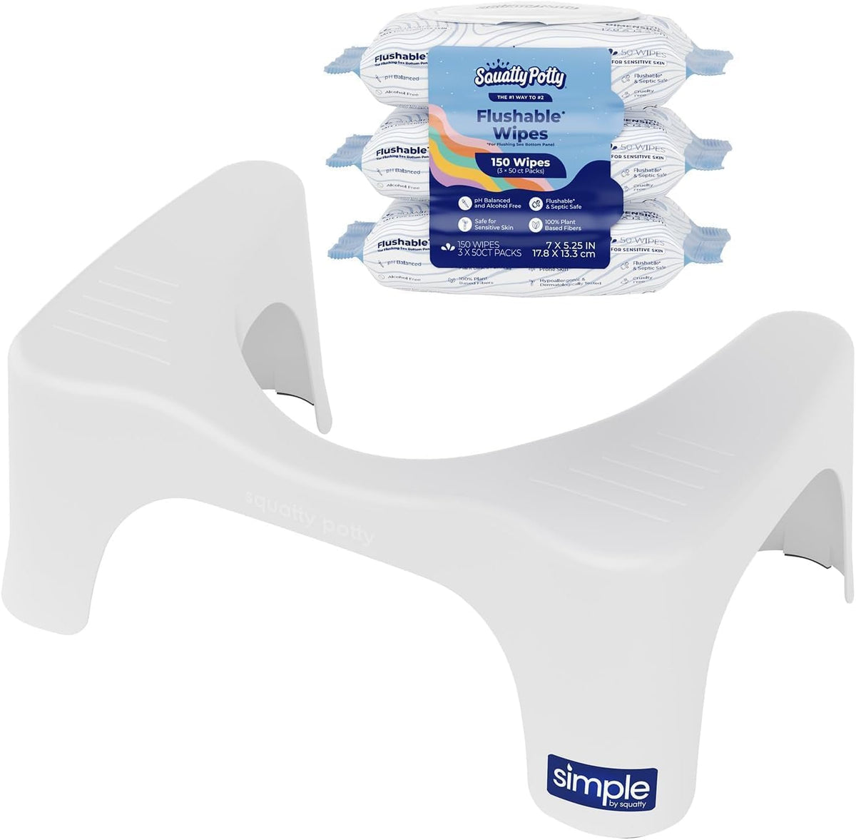 Squatty Potty Simple Curve Bathroom Toilet Stool 7 Inch - White