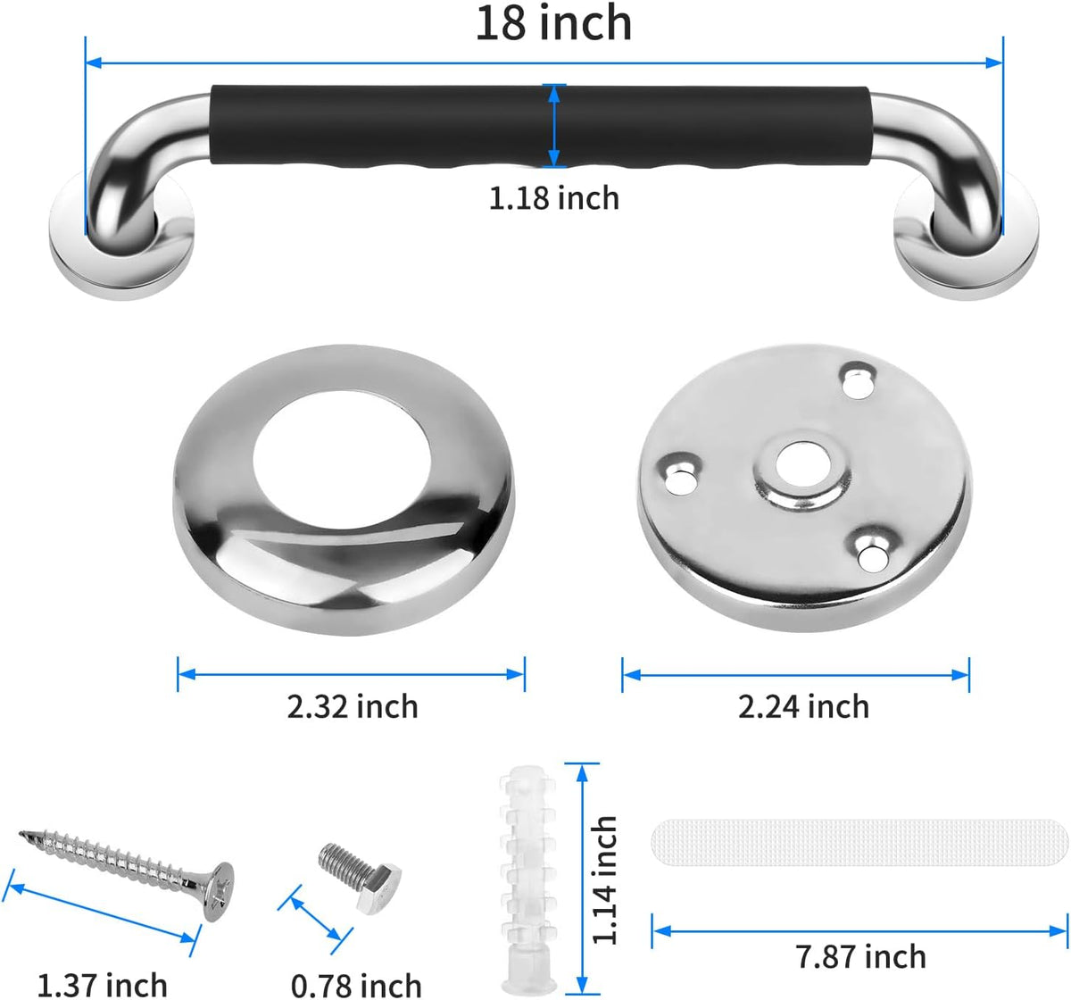 Gotega 18 Inch Shower Grab Bars for Seniors, Anti Slip Handicap Grab Bars