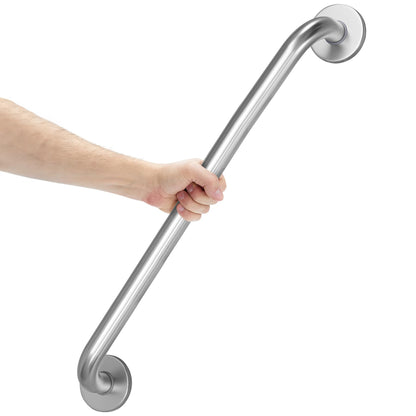 AmazerBath Shower Grab Bars for Seniors Anti Slip, Bath Safety Grab Bar for Needy, Stainless Steel Bathroom Safety Grab Bars, Thickened Bar Bigger Base Holds 500LBS, 16" L x 1.25" D, Brushed Nickel