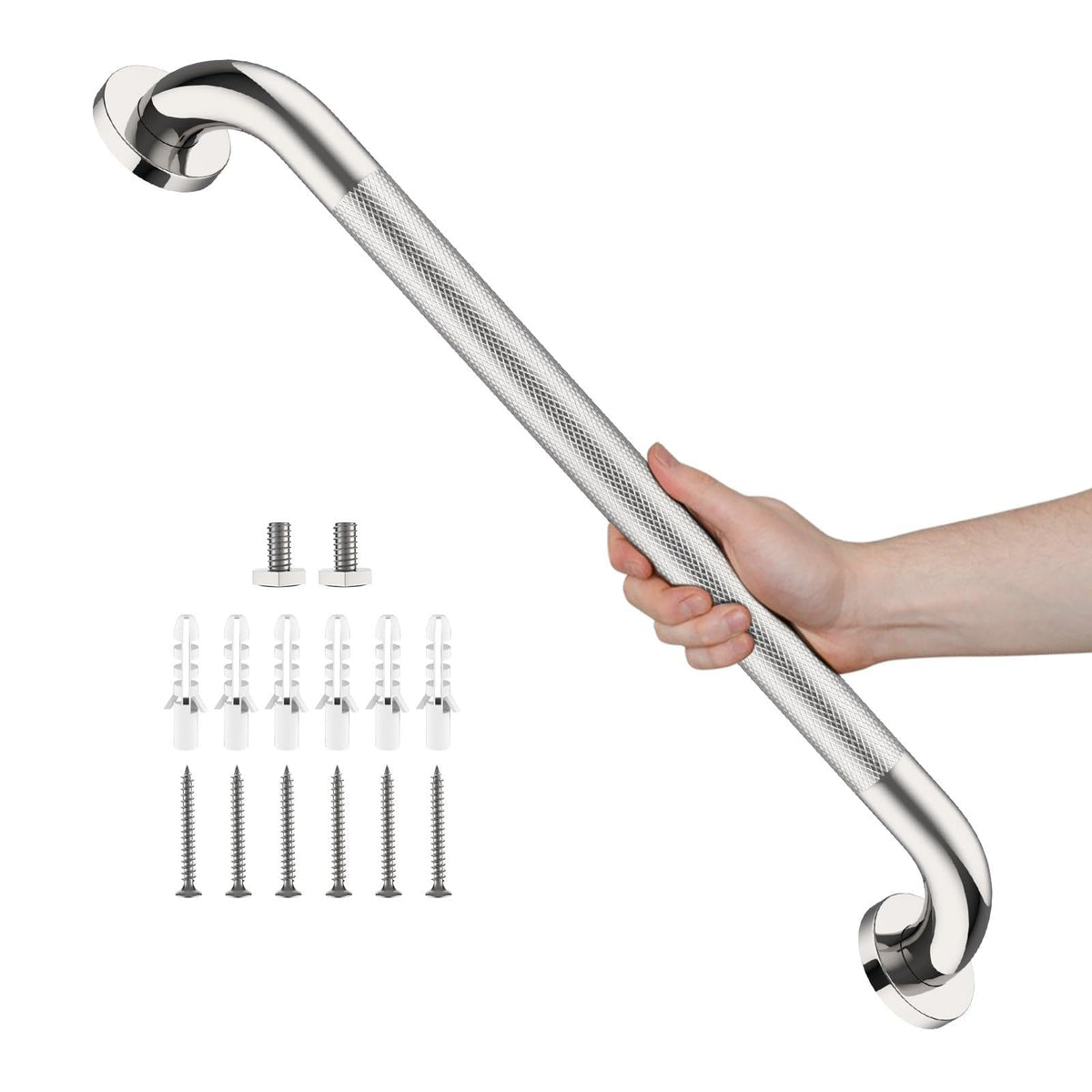 Black Knurled Grab Bar 36 Inch, Safety Shower Handrail for Senior