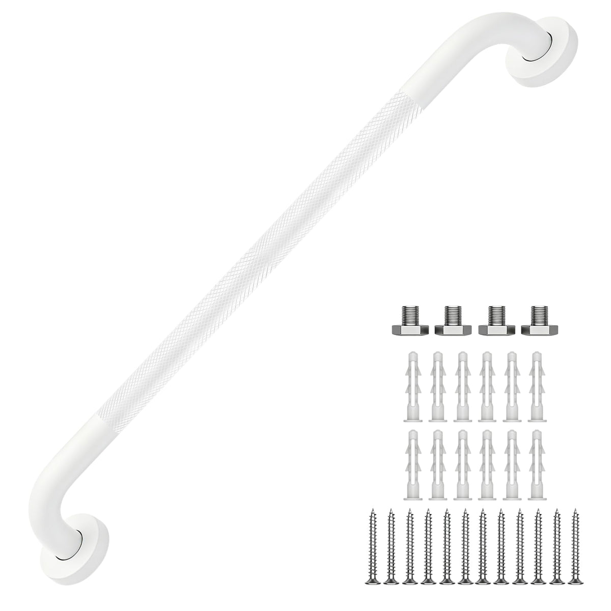 16 Inch Grab Bars 1.25" Dia,2 Pack Brushed Nickel 304 Stainless Steel Bathroom Grab Bar,Anti Slip Knurled Safety Bar,Wall Mount Handicap Grab Bars,Support Handrail for Seniors Elderly Injury