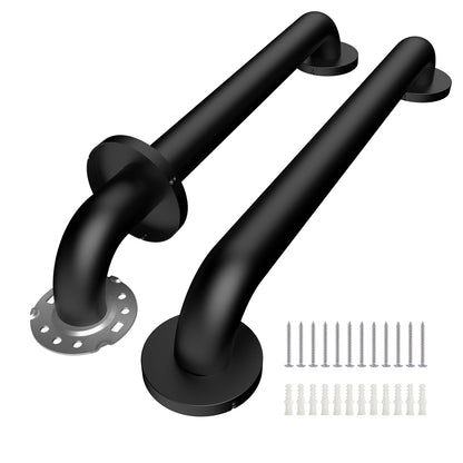 Safety Shower Grab Bars for Seniors, Stainless Steel Anti Slip Shower Handle, ADA Compliant Hand Rails, Holds up to 500 LBS Grab Bars for Elderly for Wall (Black, 18 Inches)