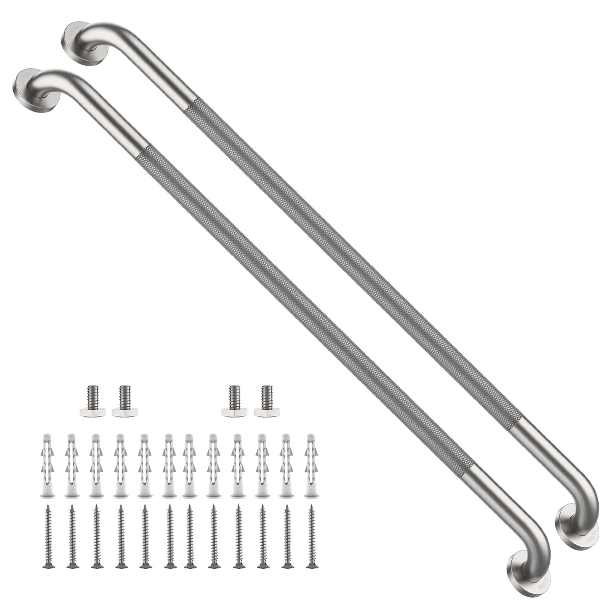 ZUEXT 2 Pack 16 Inch Chrome Anti Slip Shower Grab Bar with Knurled Grip
