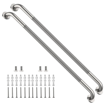 ZUEXT 2 Pack 16 Inch Chrome Anti Slip Shower Grab Bar with Knurled Grip