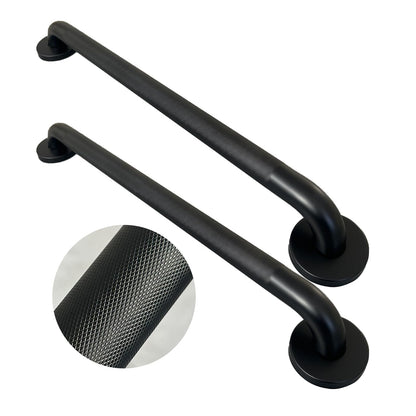 24 Inch Knurled Matte Black Grab Bar for Shower, 2 Pack