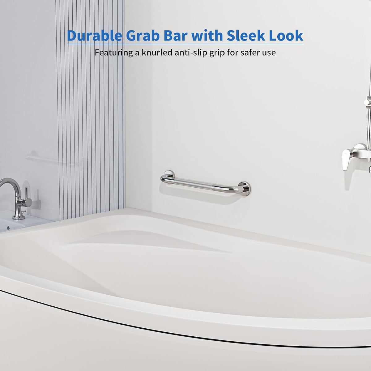 ZUEXT 16 Inch Chrome Safety Grab Bar for Bathroom Shower, Stainless Steel