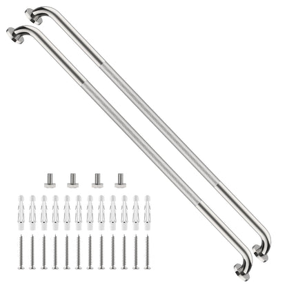 ZUEXT 2 Pack 16 Inch Chrome Anti Slip Shower Grab Bar with Knurled Grip