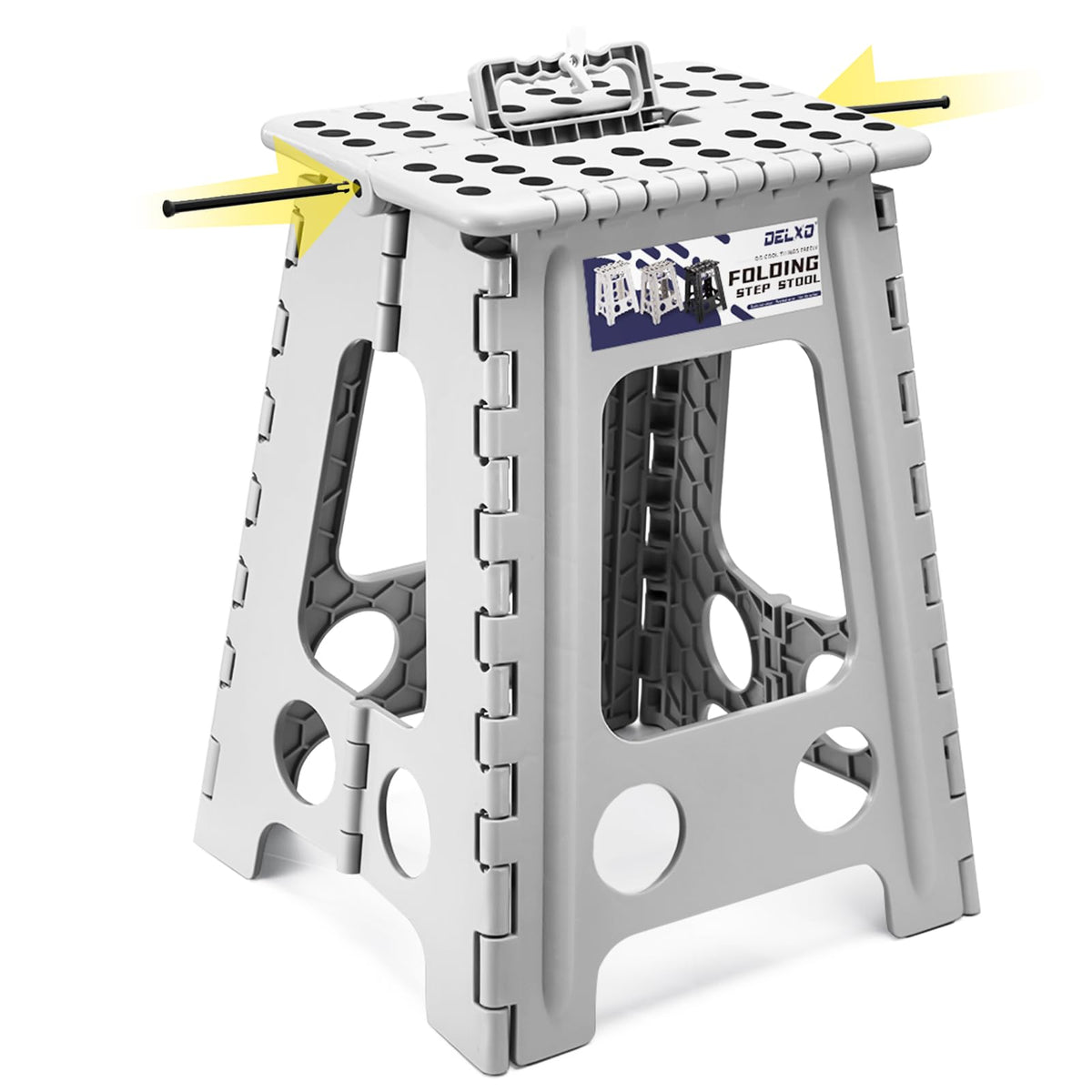 Delxo Folding Step Stool 13 Inch,300 Lbs Step Stool for Adults Black