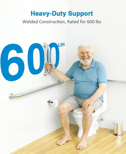 Grab Bar Bundle for ADA Compliance, Brushed Stainless Steel 1.5" Diameter 3-Piece Set (18", 36", 42") for Commercial Restrooms & Shower Safety Bars for Seniors