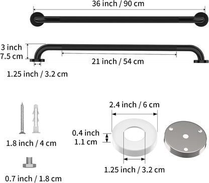 Black Knurled Grab Bar 36 Inch, Safety Shower Handrail for Senior