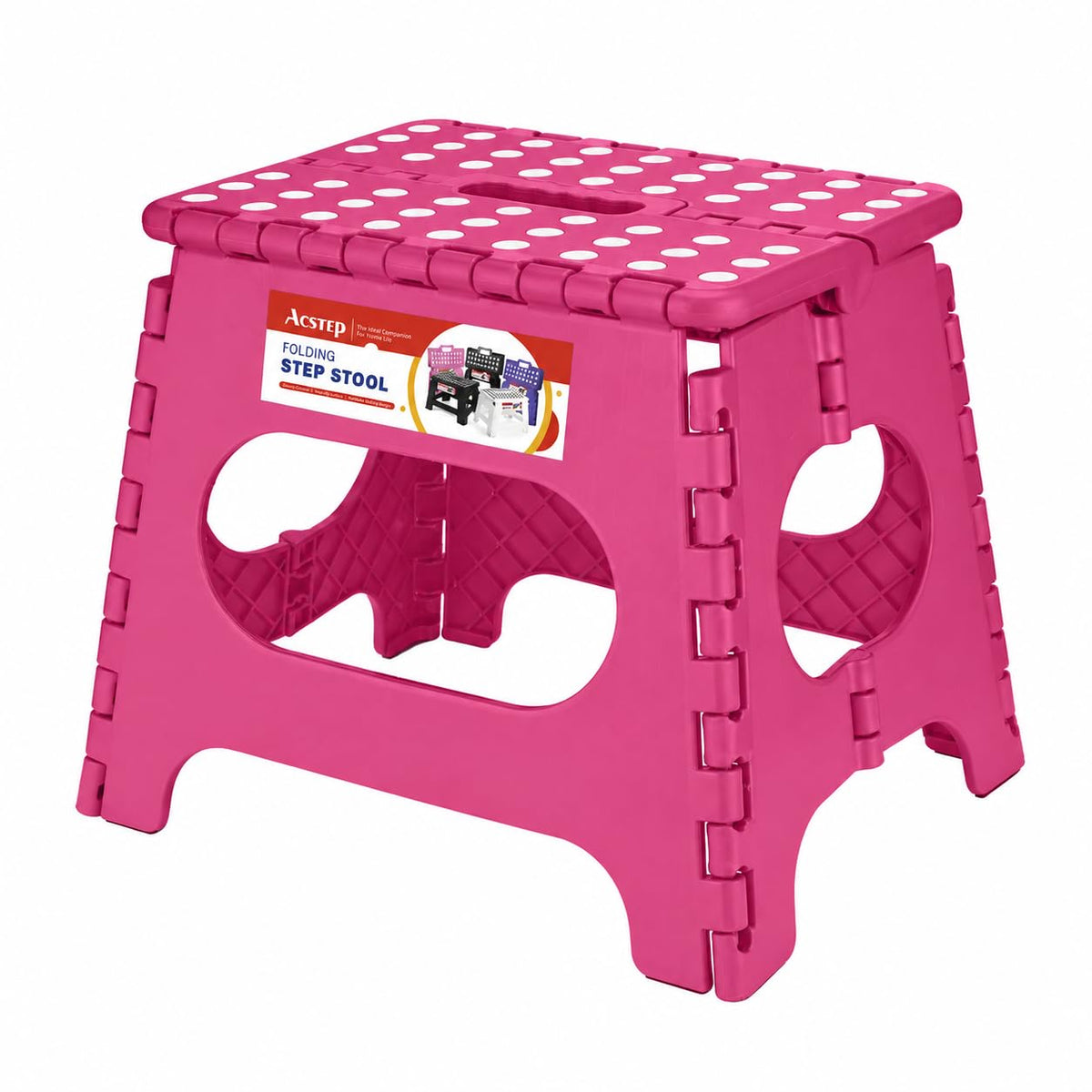 ACSTEP Folding Step Stool 9 Inch, Non-Slip Foldable Stools for Kids, Black