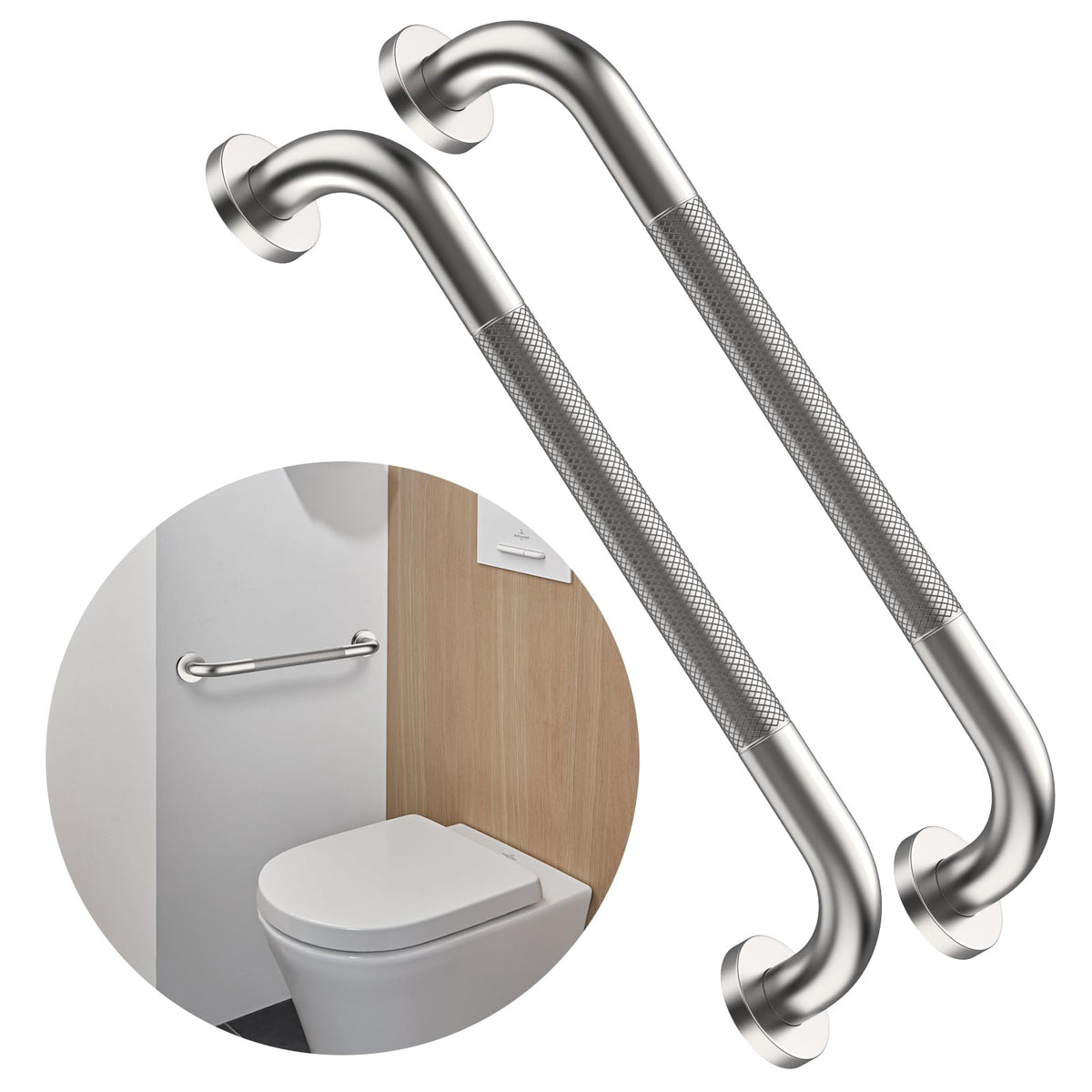 12 Inch Anti Slip Grab Bars for Wall, Munzong Stainless Steel Shower Bars