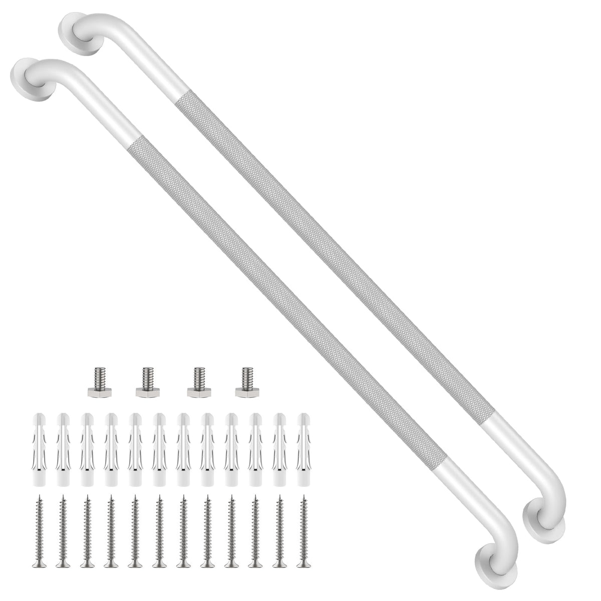 ZUEXT 2 Pack 16 Inch Chrome Anti Slip Shower Grab Bar with Knurled Grip