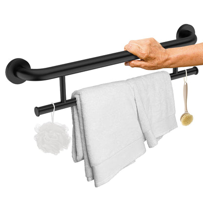 Polished Chrome Grab Bar with Towel Holder, Grab Bars for Shower 24 Inch