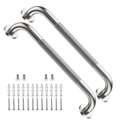 ZUEXT 2 Pack 16 Inch Chrome Anti Slip Shower Grab Bar with Knurled Grip