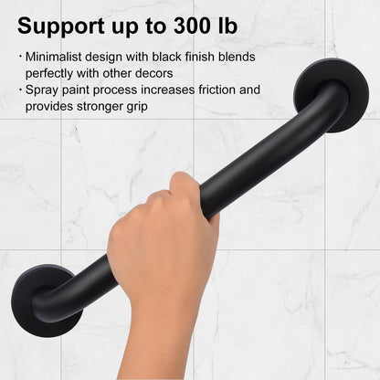 supregear Grab Bars for Wall, Bathroom Shower Handle for Seniors, 1 Inch Diameter 201 Stainless Steel Safety Hand Rail, Wall Mounted Toilet Bathtub Support, Black Finish, 12 Inch