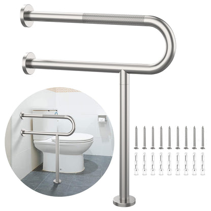 Toilet Support Rail 24x28 Inch, Munzong Anti-Slip Chrome Handicap Grab Bar