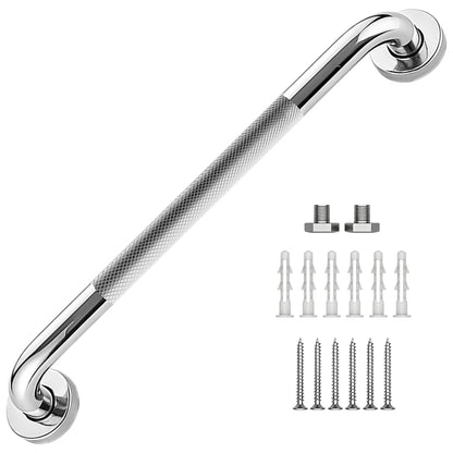 16 Inch Grab Bars 1.25" Dia,2 Pack Brushed Nickel 304 Stainless Steel Bathroom Grab Bar,Anti Slip Knurled Safety Bar,Wall Mount Handicap Grab Bars,Support Handrail for Seniors Elderly Injury