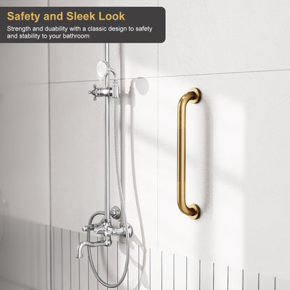 FANHAO 2 Pack Shower Grab Bar, 16 Inch Stainless Steel Bathroom Grab Bar with Anti-Slip Knurled Grip, Heavy Duty Shower Handle Bath Handle, Safety Bars for Elderly Handicapped (Champagne Bronze)