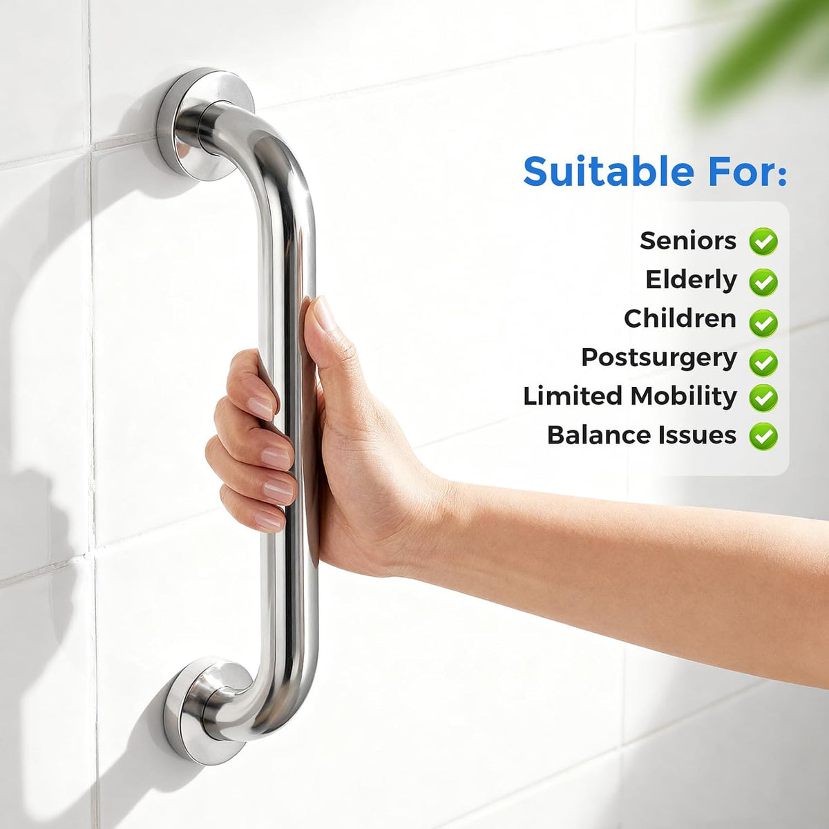 Grab Bars for Shower 2 Pack, Stainless Steel Bathroom Grab Bar for Seniors