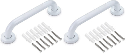 Sumnacon 12 Inch Anti-Slip Grip Bath Grab Bar - Sturdy Stainless Steel Shower Handle with Screws, Safety Handicap Shower Bar for Bathtub Toilet Bathroom Kitchen Stairway Handrail, White