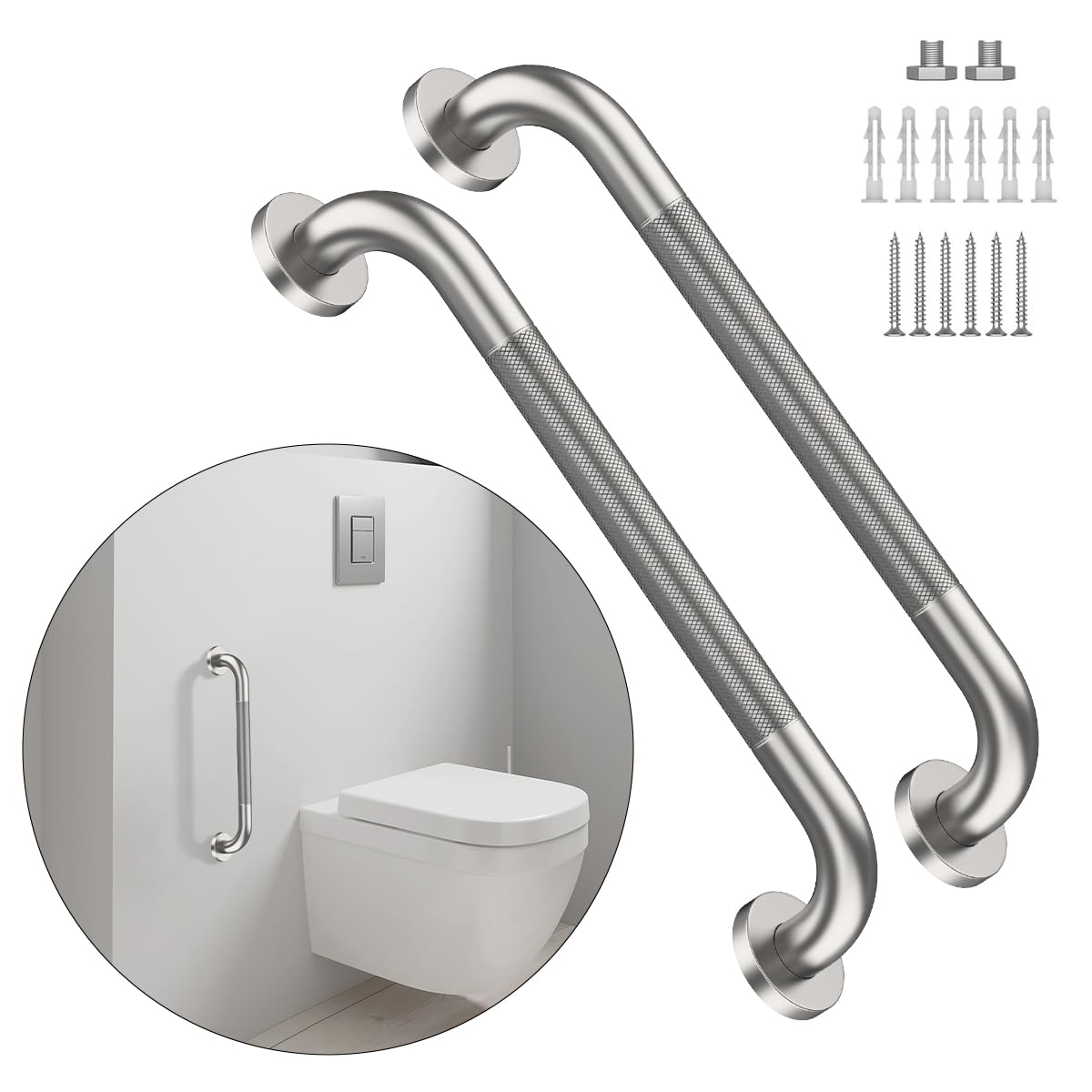 12 Inch Anti Slip Grab Bars for Wall, Munzong Stainless Steel Shower Bars