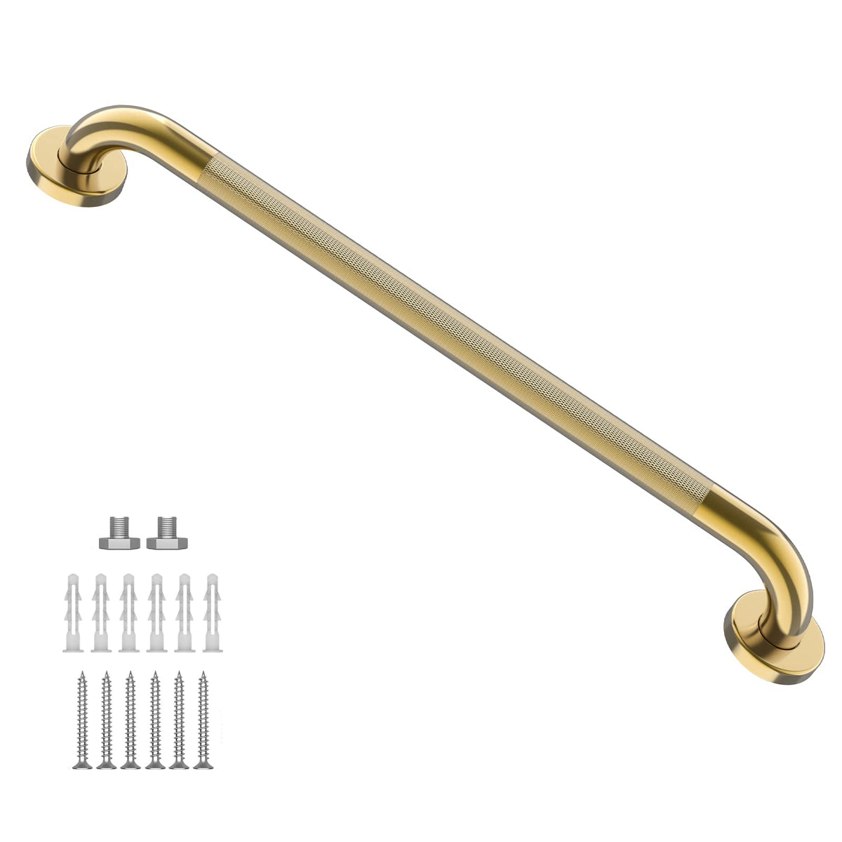 Black Knurled Grab Bar 36 Inch, Safety Shower Handrail for Senior