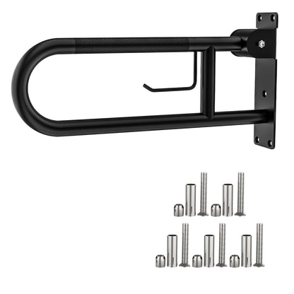 ZUEXT 24 Inch Brushed Nickel Wall to Floor Toilet Grab Bar w/Paper Holder
