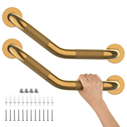 16 Inch Angled Shower Grab Bar, Munzong Brushed Nickel Bathroom Grab Bar
