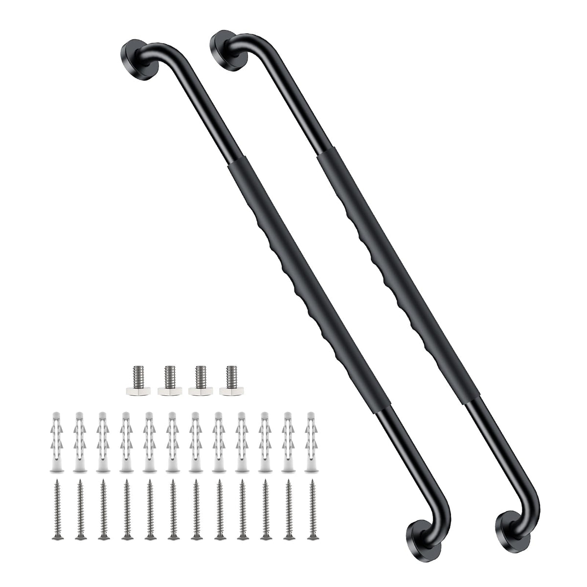 ZUEXT 2 Pack 16 Inch Chrome Anti Slip Shower Grab Bar with Knurled Grip