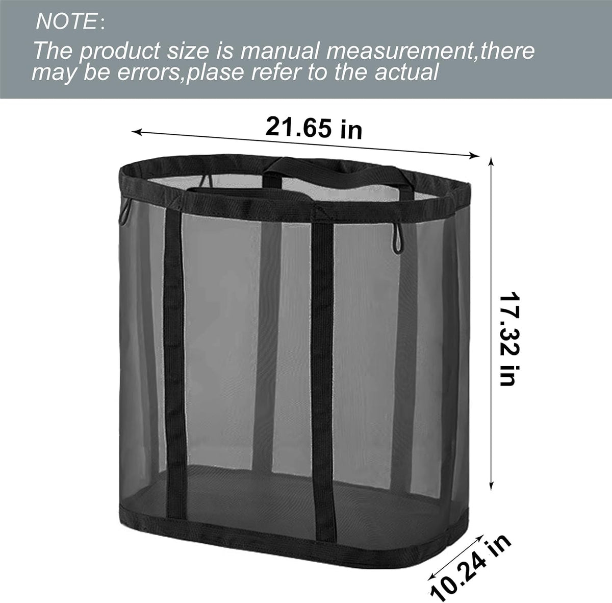 Mesh Bag with Handles, Collapsible Laundry Basket, Foldable Laundry Bag, Breathable Folding Beach Bag,Space-saving Travel Tote Bags (1, Black)