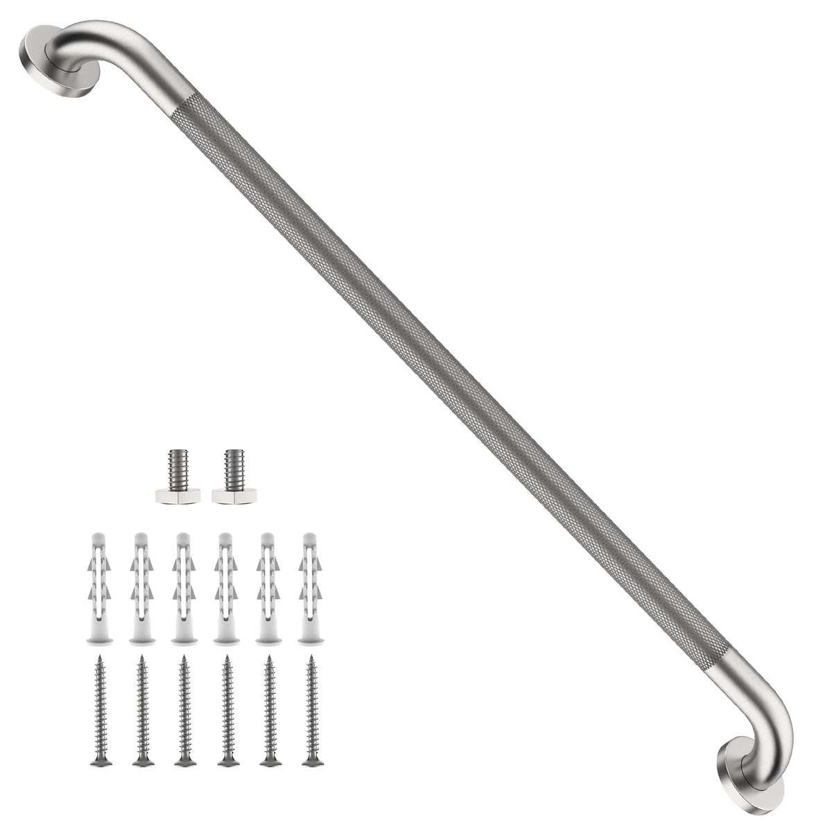 ZUEXT 2 Pack 16 Inch Chrome Anti Slip Shower Grab Bar with Knurled Grip