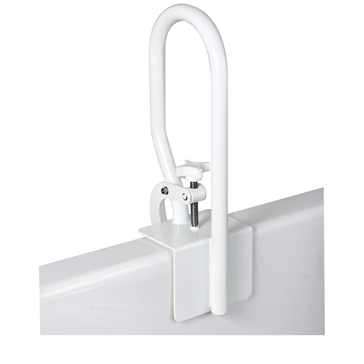 Carex Bathtub Rail with Finish Bathtub Grab Bar Safety Bar for Seniors and Handicap for Assistance Getting in and Out of Tub, Easy to Install on Most Tubs, Chrome, 1 Count