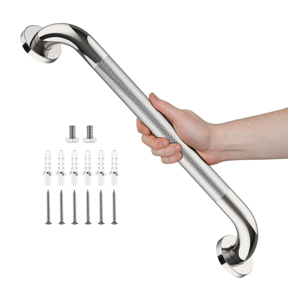 Black Knurled Grab Bar 36 Inch, Safety Shower Handrail for Senior