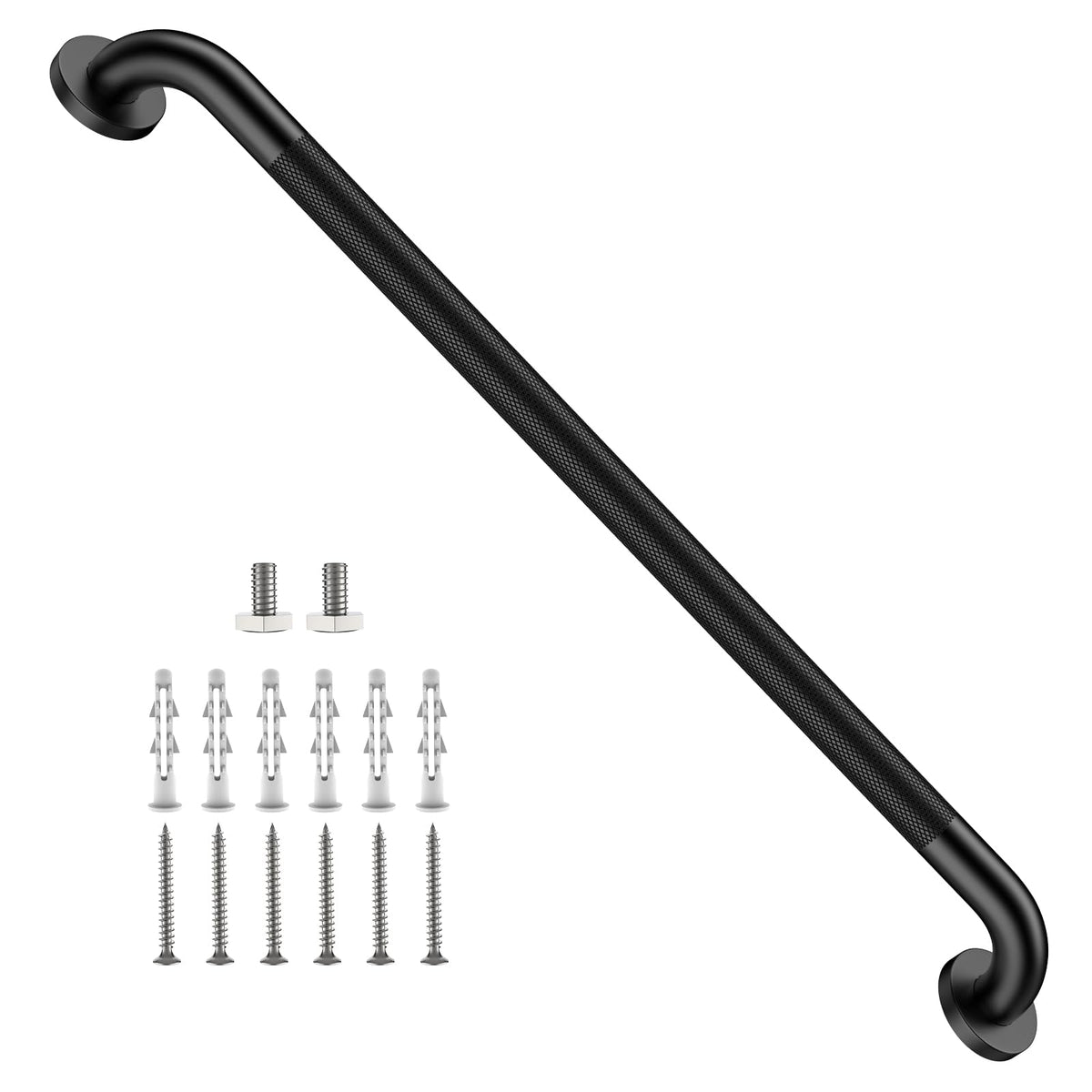 ZUEXT 2 Pack 16 Inch Chrome Anti Slip Shower Grab Bar with Knurled Grip