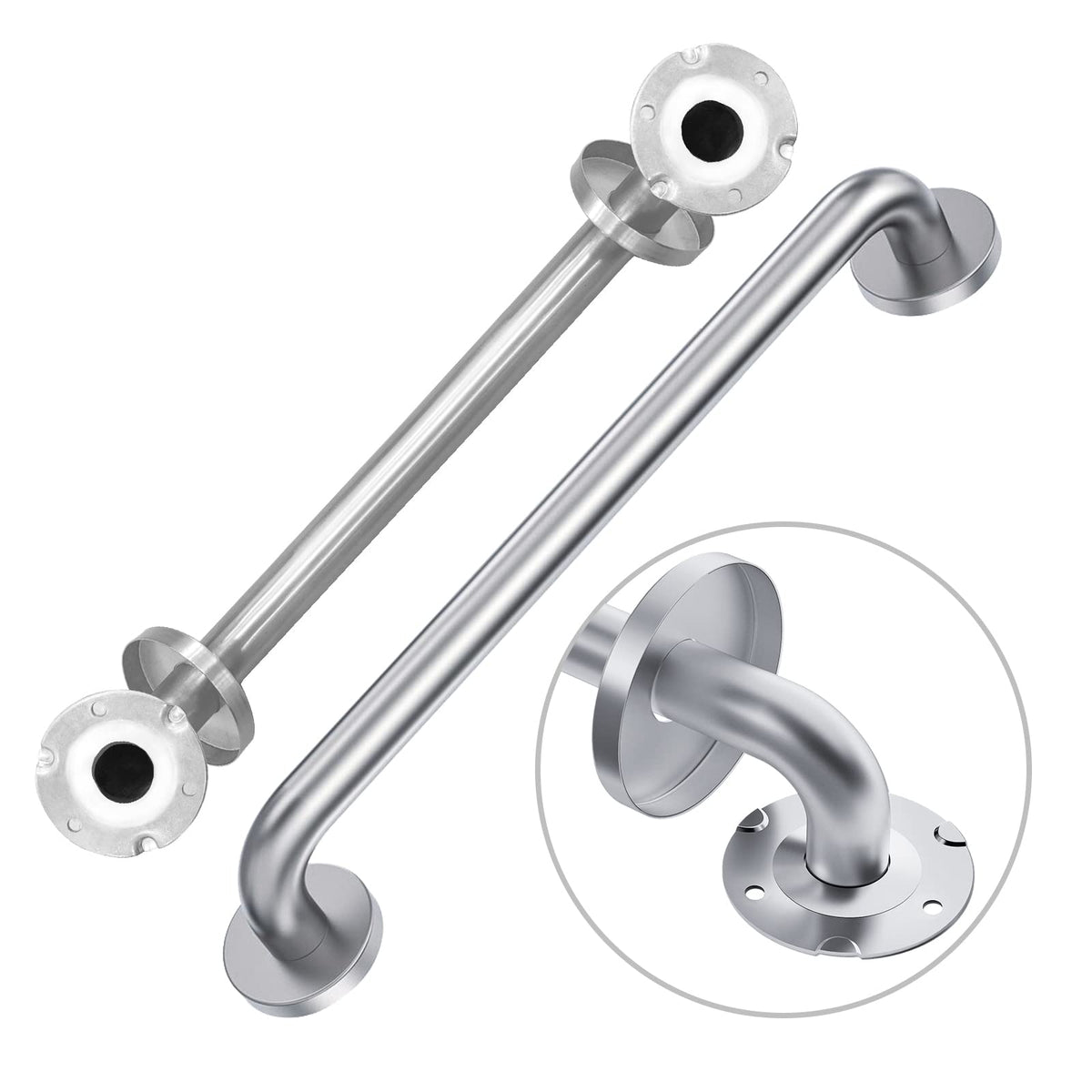24 Inch Knurled Matte Black Grab Bar for Shower, 2 Pack
