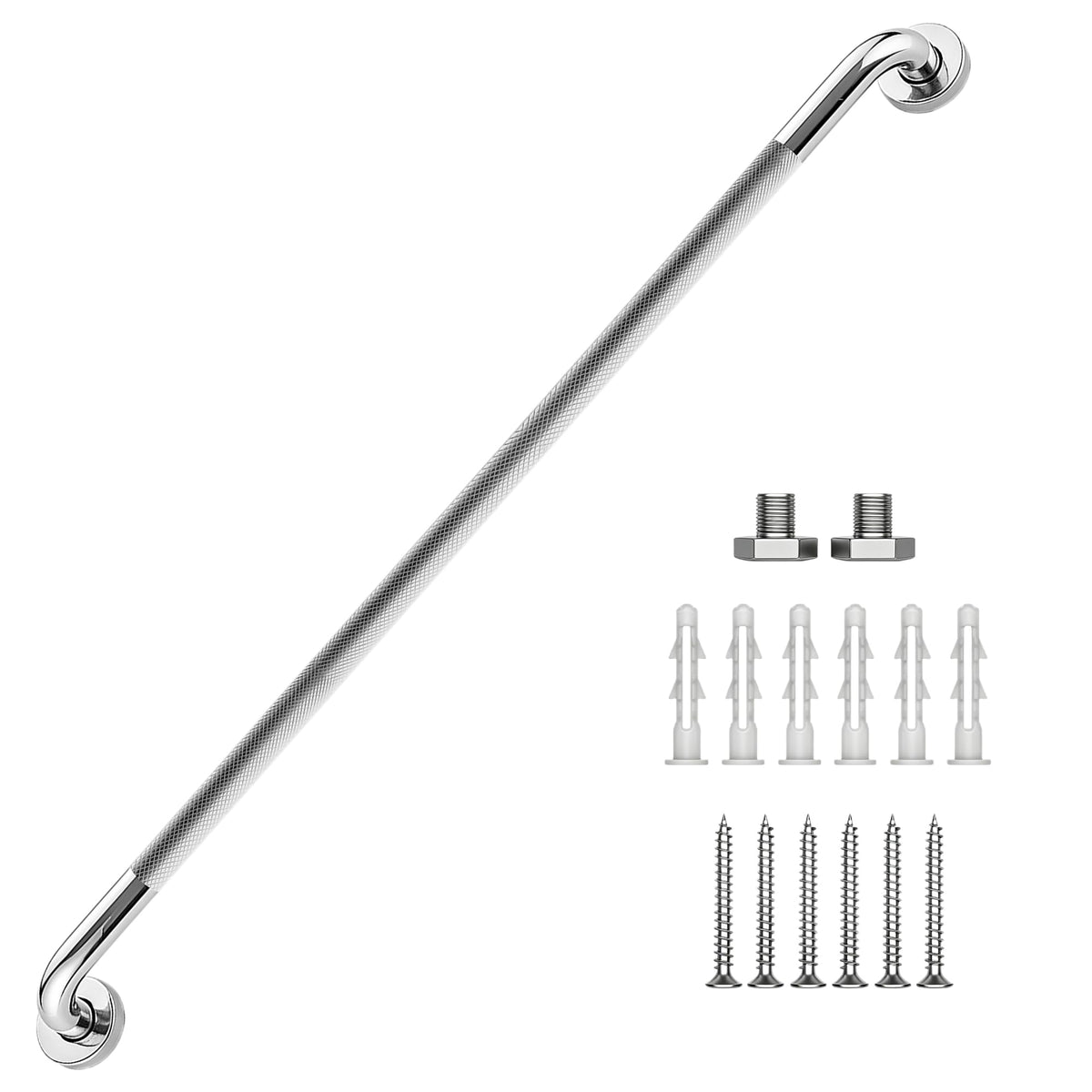 16 Inch Grab Bars 1.25" Dia,2 Pack Brushed Nickel 304 Stainless Steel Bathroom Grab Bar,Anti Slip Knurled Safety Bar,Wall Mount Handicap Grab Bars,Support Handrail for Seniors Elderly Injury