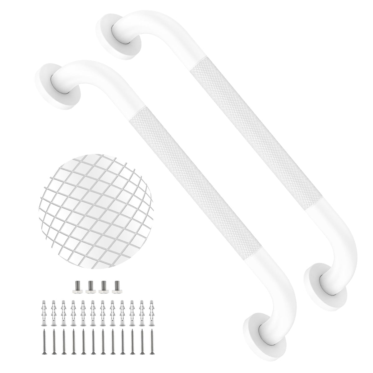 2 Pack 24 Inch Polished Chrome Anti Slip Knurled Shower Grab Bar