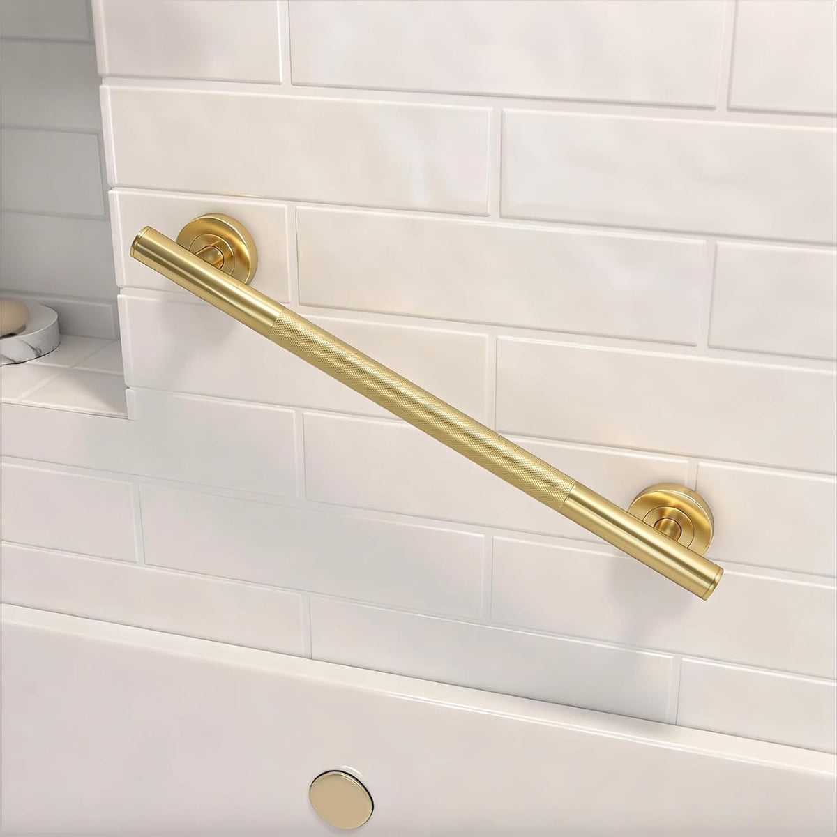 Lava Odoro Gold Shower Grab Bars, 12" Upgrade Anti-Slip Knurling Grab Bar