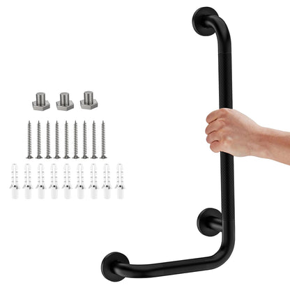 Brushed Nickel Angled Grab Bar 16x24 Inch, L-Shaped Grab Bars for Shower