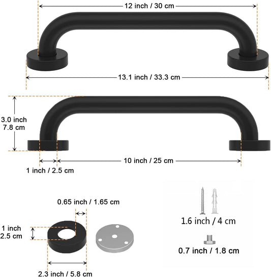 Safety Grab Bar 12 Inch, Wall Mounted Handicap Bars