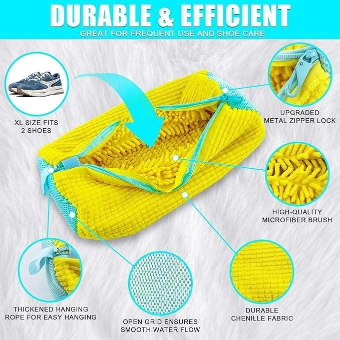 Shoe Washing Machine Bag Set, 3-in-1 Sneaker Laundry Bags with Honeycomb Mesh, Shoe Cleaning Bag for Washing Machine, Dryer Net, Dust Covers & Elastic Straps for Sneakers, Running Shoes, Socks, Bras