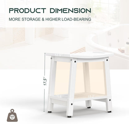 Waterproof HDPE Shower Bench for Inside Shower, Shower Stool, White