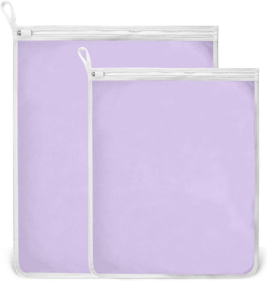 Purple Mesh Laundry Bags Lingerie Bags for Washing Delicates 2 PCS Durable Wash Bag with Zipper Small and Medium Washable